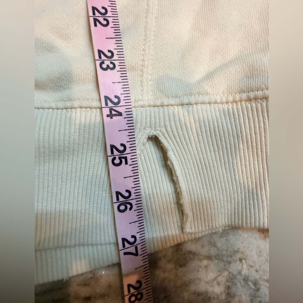 Aerie Love This Moment Cream Ivory Hoodie Sweatshirt Cropped Distressed Hem S - Picture 9 of 12